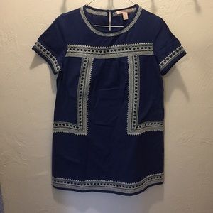 Embroidered Blue Shift Mini Dress
